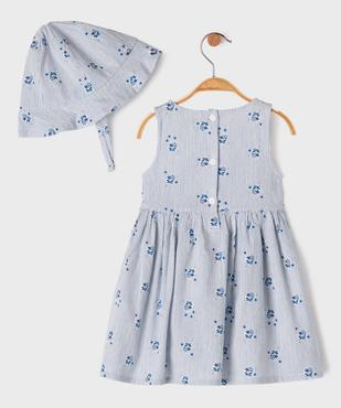 Robe à rayures et motifs fleuris avec chapeau assorti bébé fille - LuluCastagnette vue4 - LULUCASTAGNETTE - GEMO
