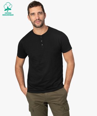 Tee-shirt homme col tunisien 100% coton biologique vue1 - GEMO C4G HOMME - GEMO