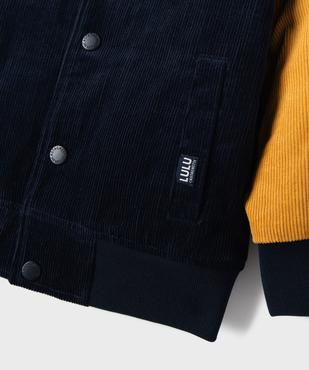 Blouson bicolore en velours côtelé garçon - LuluCastagnette vue4 - LULU CASTAGNETTE GEMO FOR GOOD - GEMO