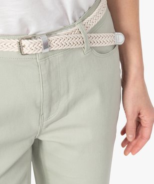 Pantacourt femme  en toile extensible avec ceinture tressée vue2 - GEMO(FEMME PAP) - GEMO
