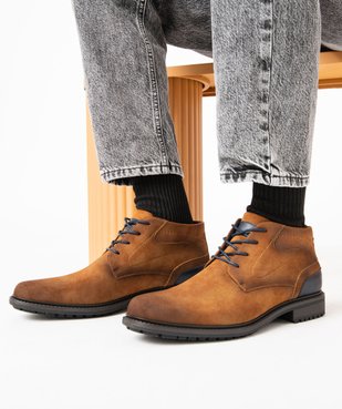 Low-boots avec surpiqûres et lacets contrastants homme vue1 - GEMO (CASUAL) - GEMO