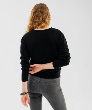 Pull à col V finitions roulottées femme vue3 - GEMO(FEMME PAP) - GEMO