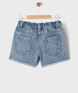Short en jean à rayures et bords francs bébé fille vue3 - GEMO(BEBE DEBT) - GEMO