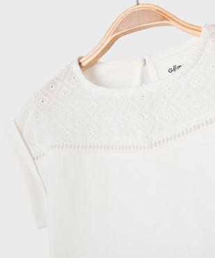 Tee-shirt manches courtes avec haut brodé bébé fille vue2 - GEMO 4G BEBE - GEMO