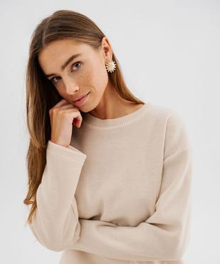 Pull à col rond uni coupe large femme vue4 - GEMO(FEMME PAP) - GEMO