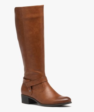 Bottes femme unies style cavalières à double zip vue2 - GEMO (CASUAL) - GEMO