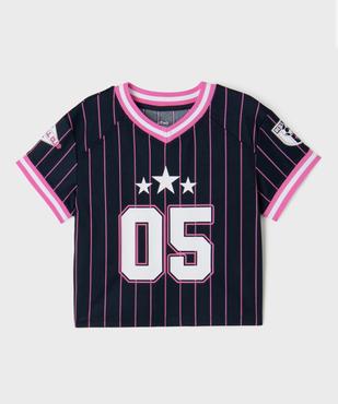 Tee-shirt de sport à manches courtes et col V fille vue1 - GEMO (ENFANT) - GEMO