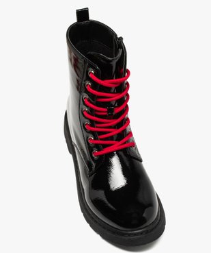 Boots femme rangers à semelle crantée et dessus fantaisie Dessus uni et vernis vue6 - GEMO (CASUAL) - GEMO