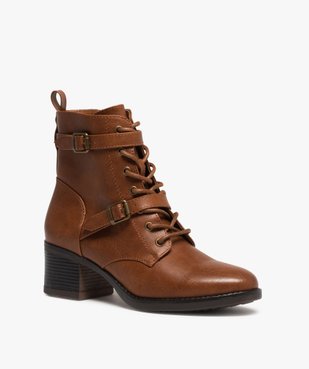 Boots femme unies à talon avec lacets et brides vue2 - GEMO(URBAIN) - GEMO