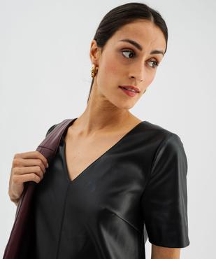 Robe courte manches courtes en cuir imitation femme vue3 - GEMO(FEMME PAP) - GEMO