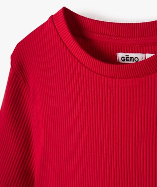 Tee-shirt fille en maille côtelée à manches courtes vue2 - GEMO C4G FILLE - GEMO