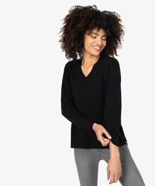 Pull femme à col V en maille ultra douce vue1 - GEMO (MAILLE) - GEMO