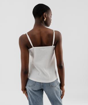 Débardeur à fines bretelles en maille texturée et dentelle femme vue3 - GEMO 4G FEMME - GEMO