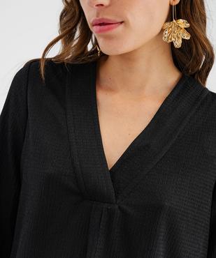 Tee-shirt à manches longues et col V en maille texturée femme vue5 - GEMO 4G FEMME - GEMO