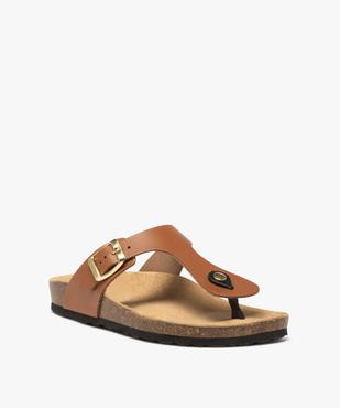 Mules femme en cuir uni à entre-doigts et à boucle vue3 - GEMO (CASUAL) - GEMO