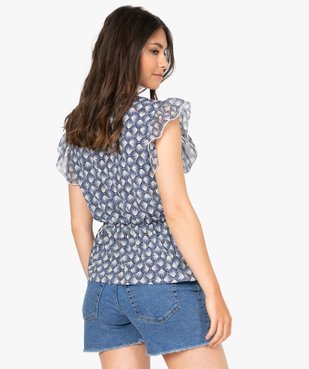 Tee-shirt femme cintré à décolleté cache-cœur vue3 - GEMO(FEMME PAP) - GEMO