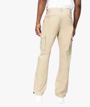 Pantalon homme en toile avec poches à rabat sur les cuisses vue3 - GEMO (HOMME) - GEMO