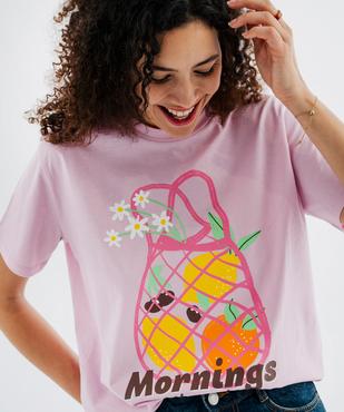 Tee-shirt manches courtes en jersey de coton imprimé femme vue2 - GEMO 4G FEMME - GEMO