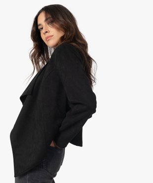 Blouson femme en suédine coupe asymétrique vue1 - GEMO(FEMME PAP) - GEMO