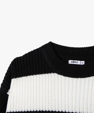 Pull court en grosse maille rayée fille vue2 - GEMO (JUNIOR) - GEMO