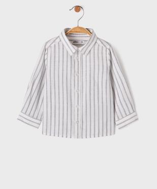 Chemise manches longues en coton rayé bébé garçon vue1 - GEMO(BEBE DEBT) - GEMO