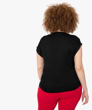 Tee-shirt femme grande taille à manches courtes et col V et dentelle  vue3 - GEMO 4G GT - GEMO