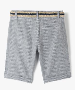Bermuda garçon à rayures avec ceinture tressée vue4 - GEMO (JUNIOR) - GEMO
