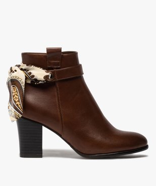 Boots femme unis à talon rainuré et ruban fantaisie vue1 - GEMO(URBAIN) - GEMO