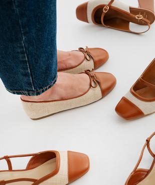 Ballerines en toile et cuir imitation femme - Valentina Baldano vue1 - VALENTINA BALDA - GEMO