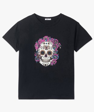 Tee-shirt femme à manches courtes avec motif tête de mort vue4 - GEMO(FEMME PAP) - GEMO