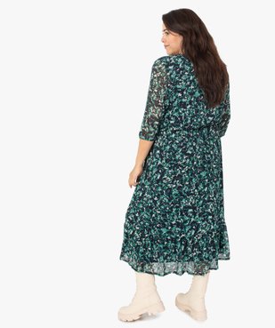 Robe femme longue imprimée à manches 3/4 vue3 - GEMO (G TAILLE) - GEMO