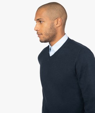 Pull homme en coton avec col V vue2 - GEMO (HOMME) - GEMO