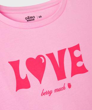 Tee-shirt manches courtes en jersey de coton imprimé fille vue2 - GEMO 4G FILLE - GEMO