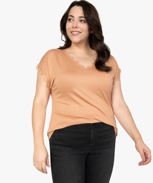 Tee-shirt femme sans manches avec finitions dentelle vue1 - GEMO (G TAILLE) - GEMO