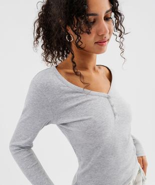 Haut de pyjama à manches longues en maille côtelée femme vue2 - GEMO 4G FEMME - GEMO