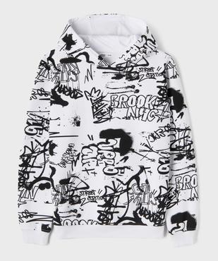 Sweat à capuche à motifs graffiti garçon vue1 - GEMO 4G GARCON - GEMO