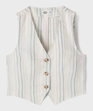 Gilet de costume sans manches en lin fille vue1 - GEMO (JUNIOR) - GEMO