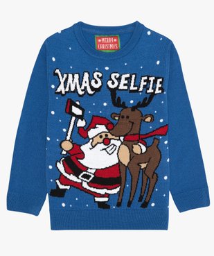 Pull de Noël garçon avec motif Père Noël et renne vue1 - GEMO (ENFANT) - GEMO