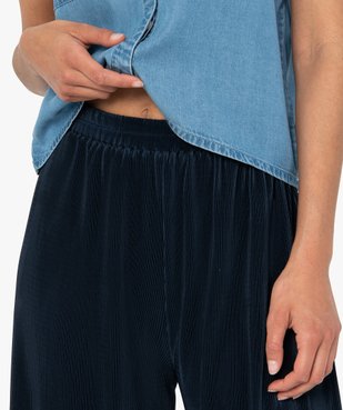 Pantalon femme coupe large en maille plissée vue2 - GEMO(FEMME PAP) - GEMO