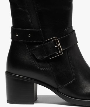 Bottes femme unies à talon carré et bride décorative vue6 - GEMO(URBAIN) - GEMO