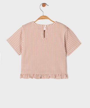 Tee-shirt manches courtes avec volant dans le bas bébé fille vue3 - GEMO(BEBE DEBT) - GEMO