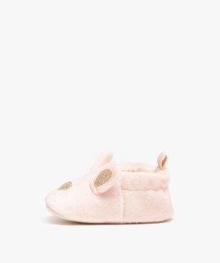 Chaussons de naissance bébé fille lapin en velours vue3 - GEMO 4G BEBE - GEMO