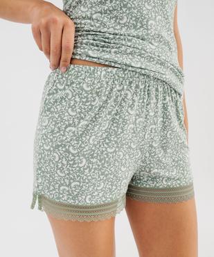 Short de pyjama en maille fluide avec bas en dentelle femme vue2 - GEMO 4G FEMME - GEMO