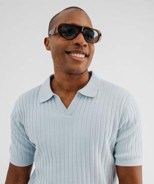 Polo en maille côtelée à encolure ouverte homme vue6 - GEMO 4G HOMME - GEMO
