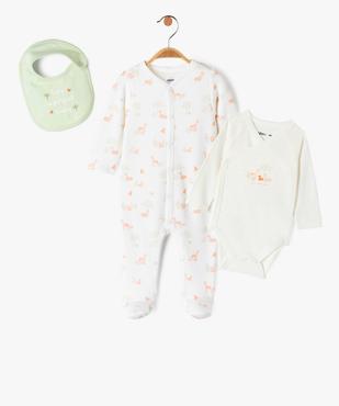 Ensemble de naissance 3 pièces pyjama + body + bavoir vue1 - GEMO 4G BEBE - GEMO