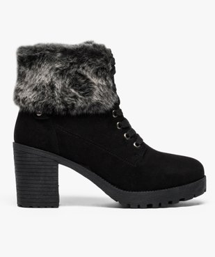 Bottines femme à lacets avec large col duveteux vue1 - GEMO(URBAIN) - GEMO