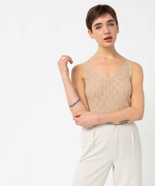 Débardeur femme en maille fantaisie avec double col V vue1 - GEMO(FEMME PAP) - GEMO