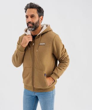 Sweat zippé à capuche avec doublure sherpa homme - Roadsign vue1 - ROADSIGN G4G - GEMO