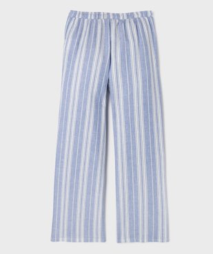 Pantalon large en viscose et lin taille ajustable fille vue3 - GEMO 4G FILLE - GEMO
