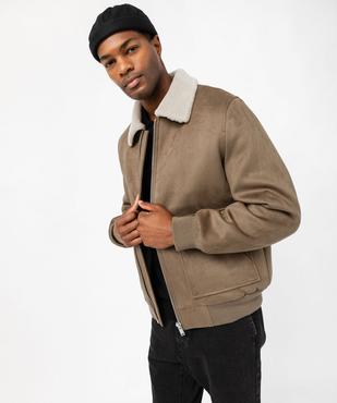 Blouson en velours avec doublure fourrure imitation homme vue2 - GEMO (HOMME) - GEMO